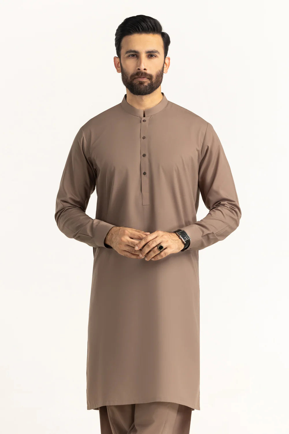 Regular Fit Basic Suits Beige Brown